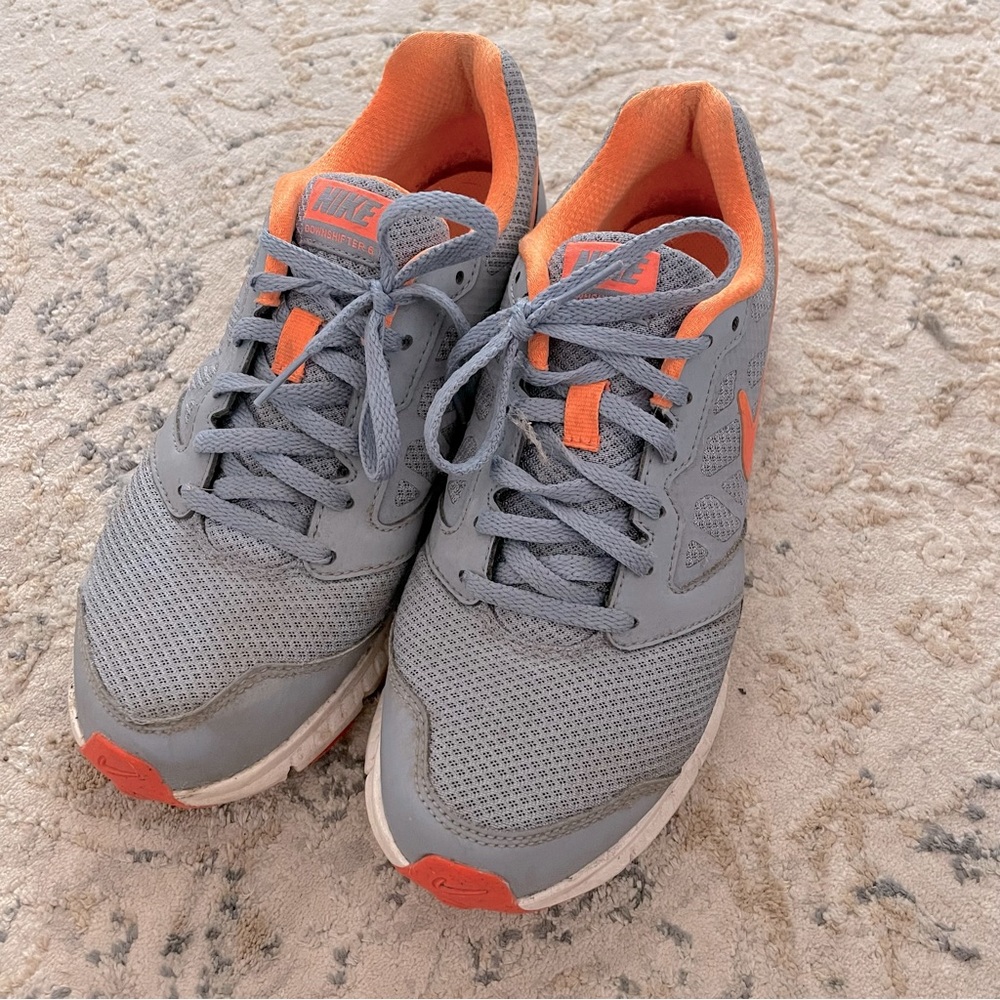 Nike Gray and Orange Downshifter 6 Running Shoes